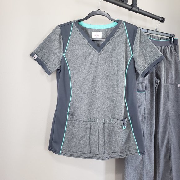 Scrubstar Tops Scrubstar Active Heather Gray Turquoise Athleisure